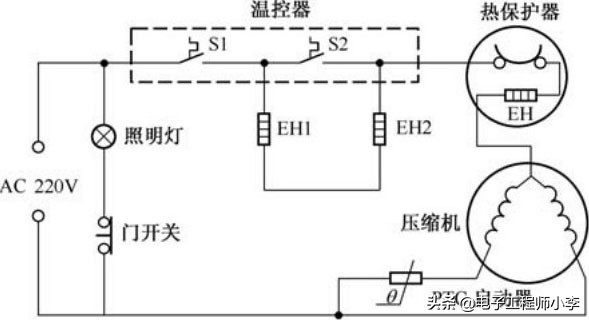 电冰箱电路图原理图讲解视频,电冰箱线路识图