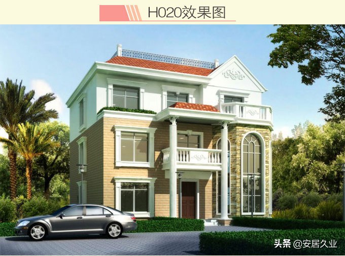 开间13.50米进深12米三层复式,8x13米农村三层复式旋转楼梯别墅