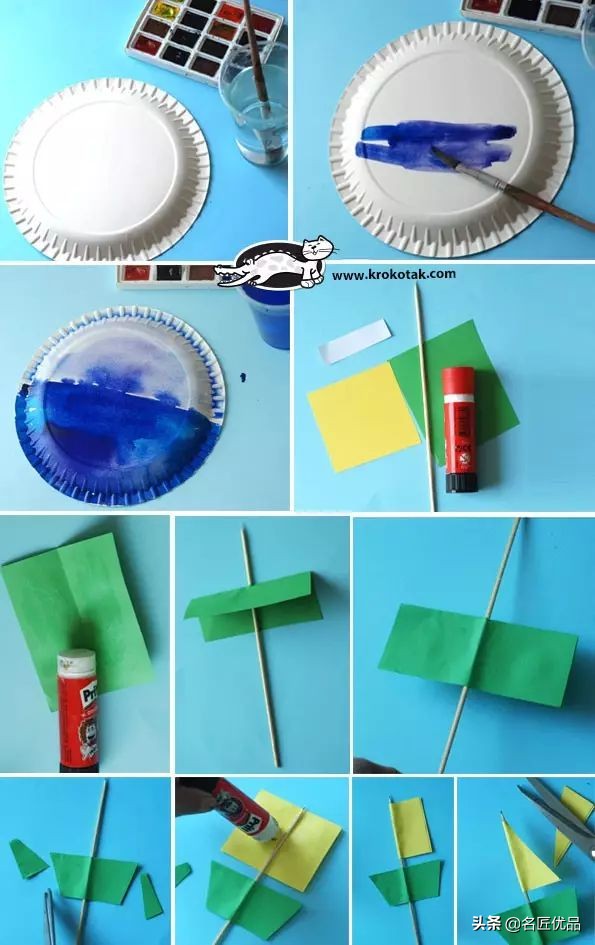 长方形创意纸盘美工作品,纸盘子手工秋天