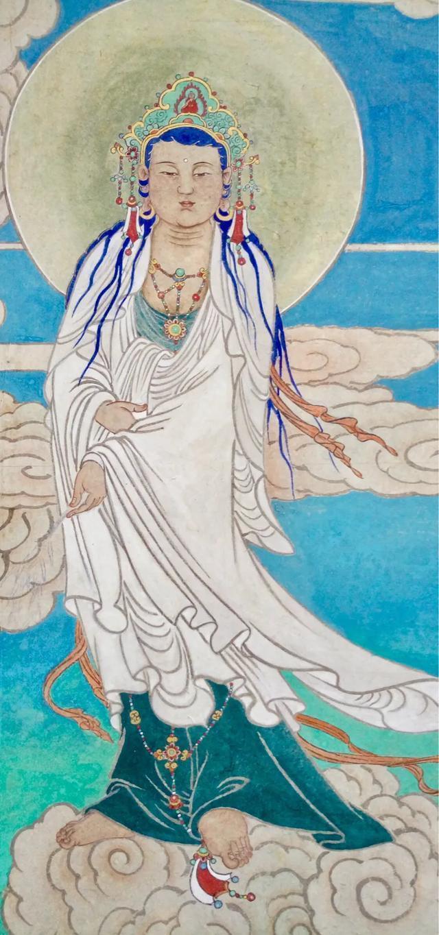 观音菩萨三十二像工笔画,观世音菩萨画像工笔画