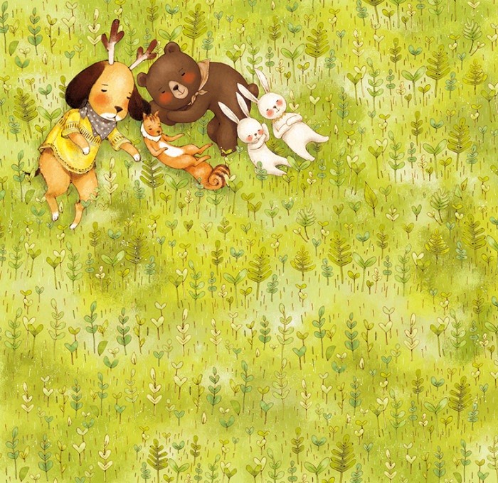 韩国插画师森林女孩日记图文,水彩插画森林女孩日记