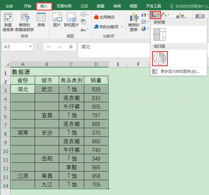 excel办公技巧照片,excel旭日图如何显示百分比