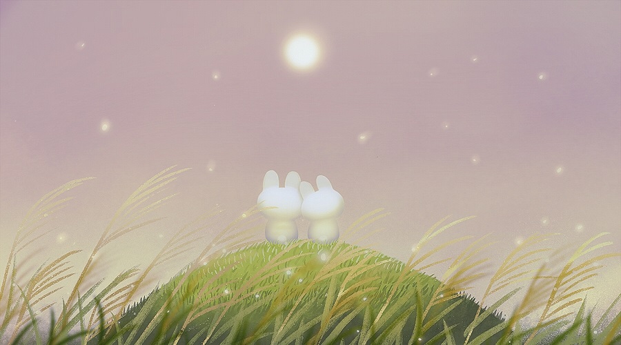 类似于粉兔兔的插画,兔耳少女插画日本