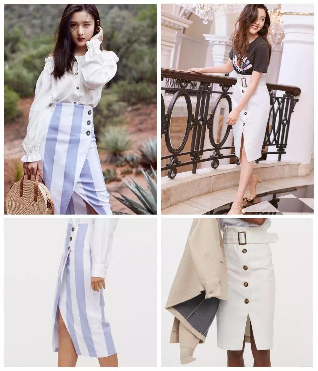 收腰显瘦纽扣,新款高腰多纽扣修身显瘦