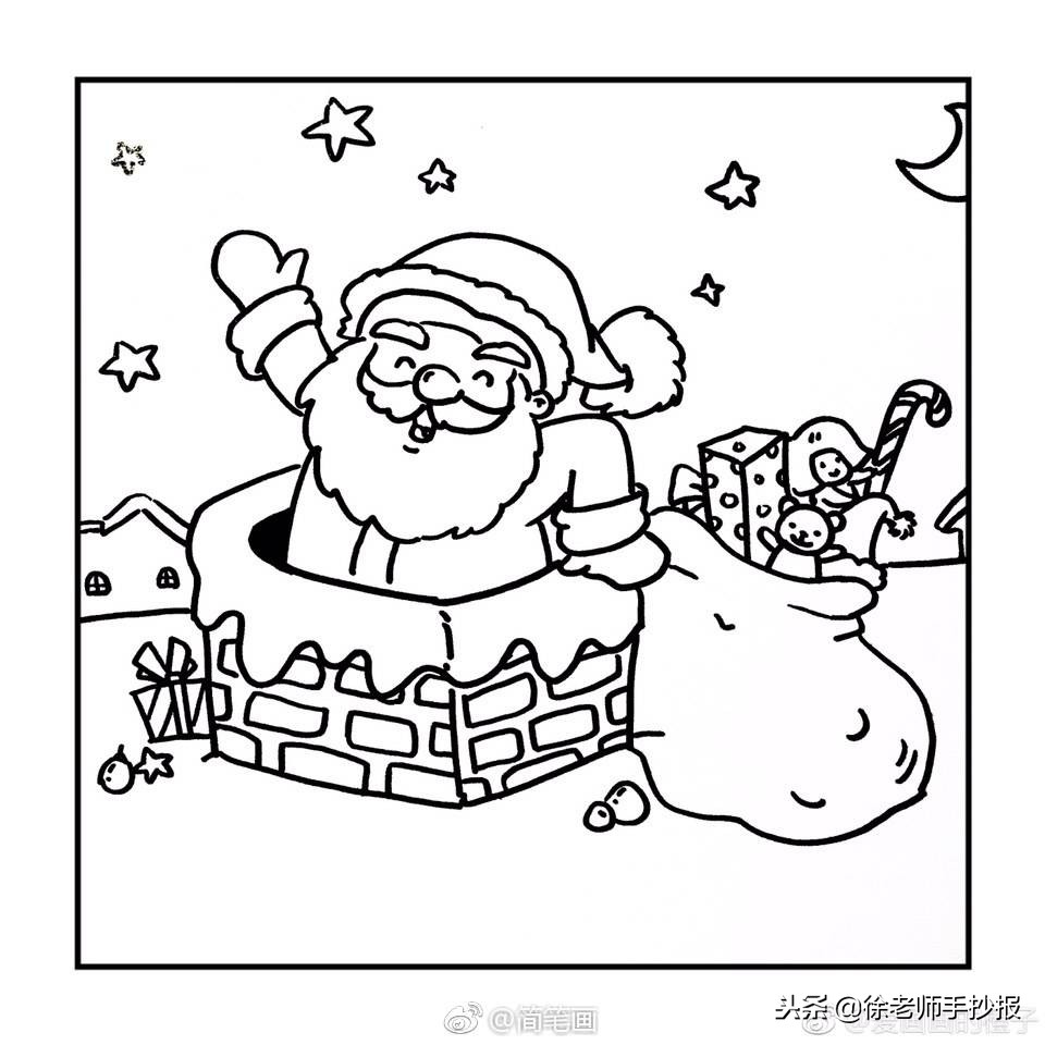 圣诞节可爱公主简笔画,礼物盒简笔画圣诞节版