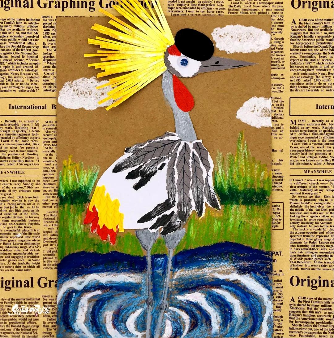 黑冠鹤剪纸作品,黑冠鹤玩具