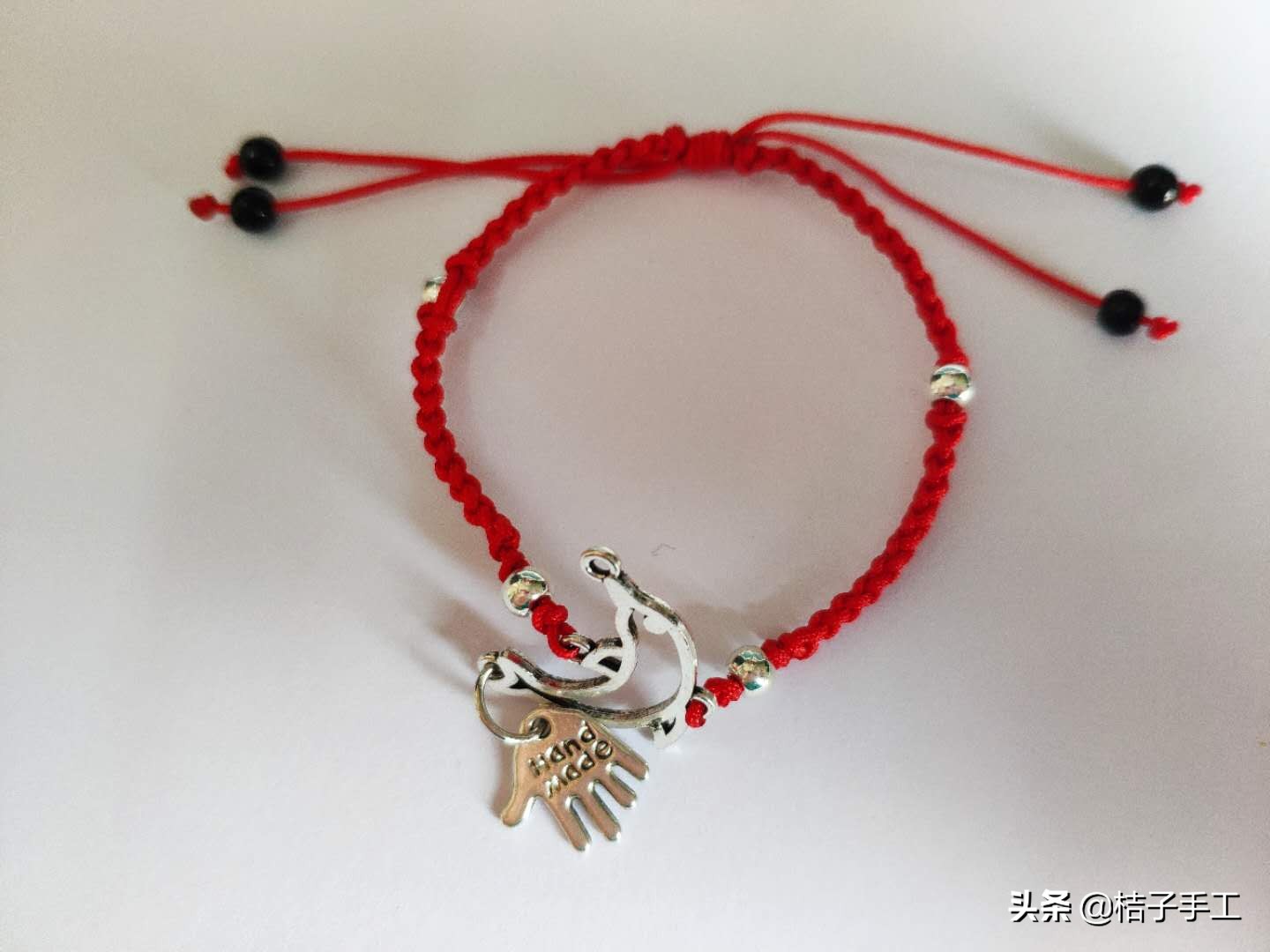 红绳银饰手链教程,手链银链教程