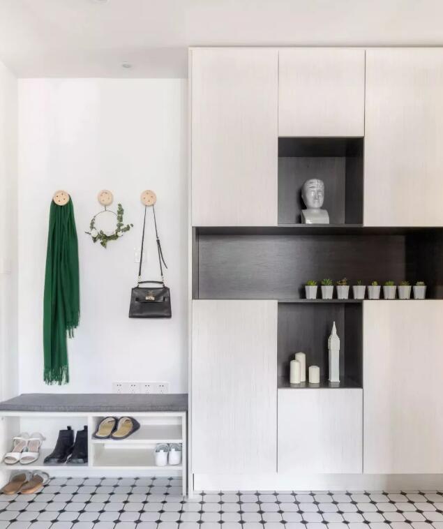 入户门厅造型设计,入户只能做一扇门的鞋柜怎么设计