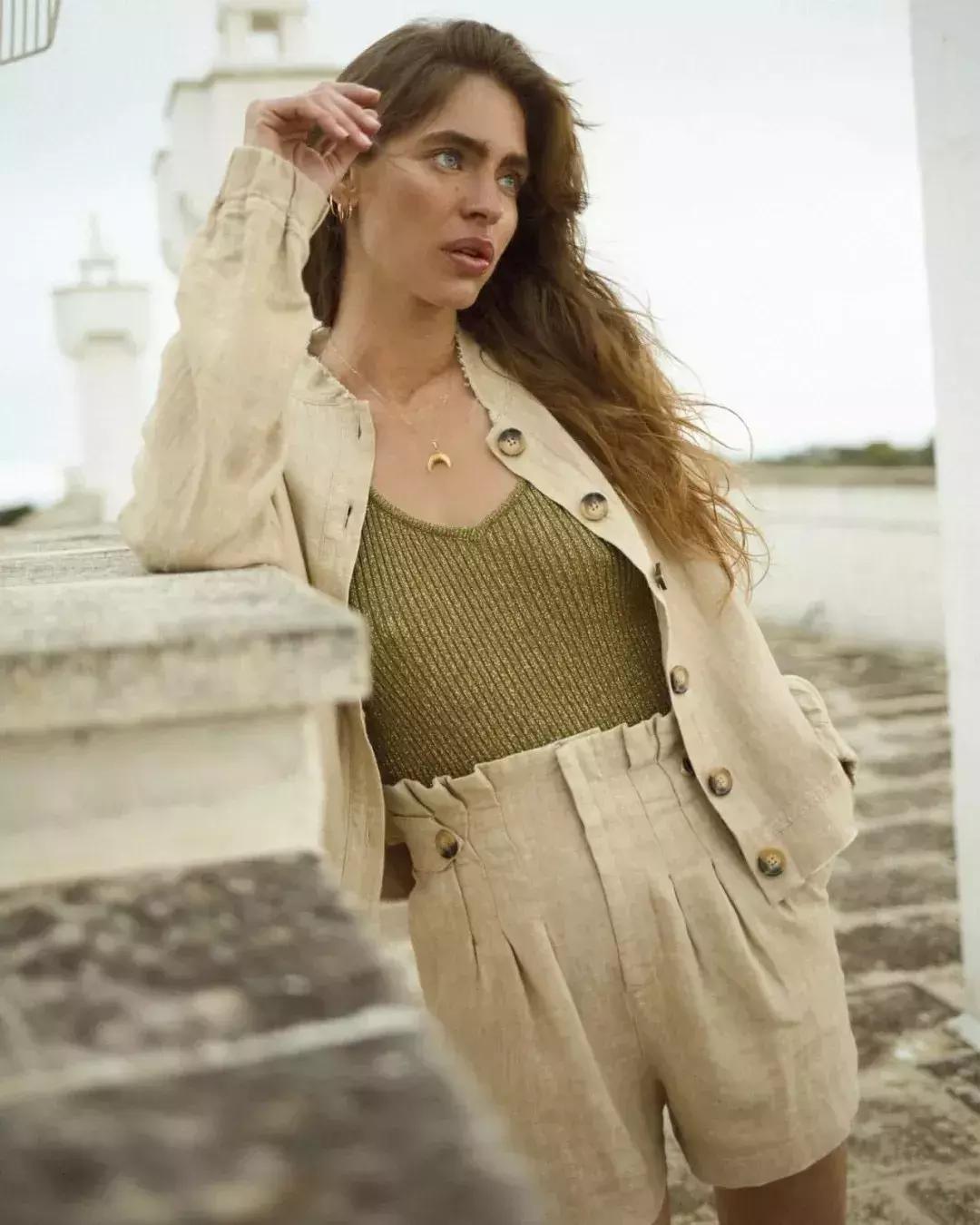 夏天亚麻显瘦气质套装,今夏流行穿亚麻高级爆了