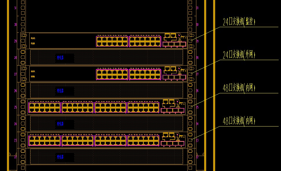 cad弱电机柜图标大全,弱电机柜CAD布置