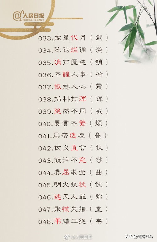 人民日报公布100个易混淆成语辨析,人民日报公布150个成语易错字词