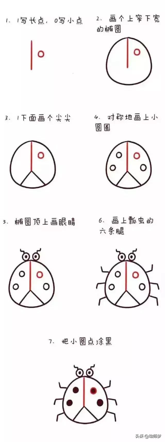 数字画画0到9创意图片简笔画,1-10数字动物简笔画图片大全