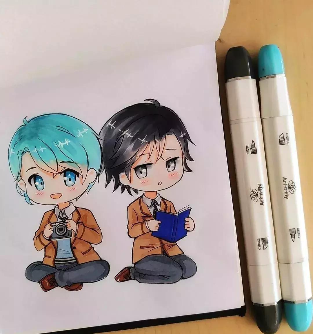 可爱动漫人物手绘马克笔,马克笔好看的动漫人物