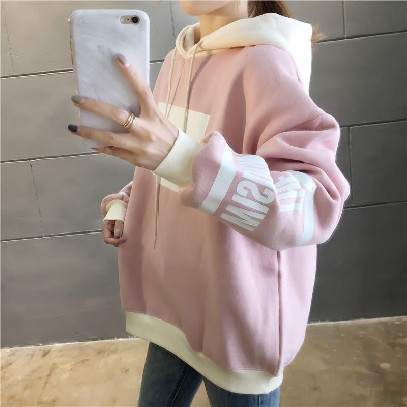 「女装」最新款式宽松加绒连帽卫衣/089654