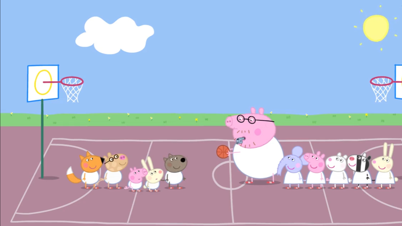 小猪佩奇和乔治打篮球,佩奇和乔治和猪爸爸打雪怪