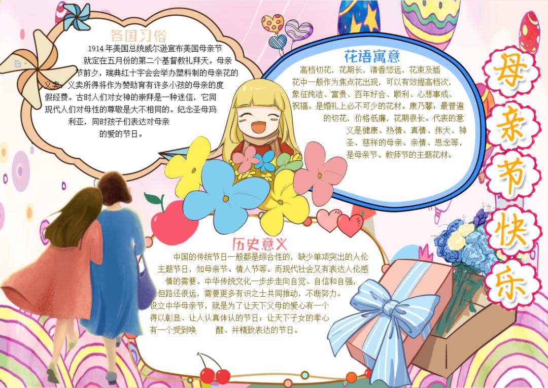 感恩母亲节手抄报小学生4至6年级,二年级感恩母亲节手抄报图片大全