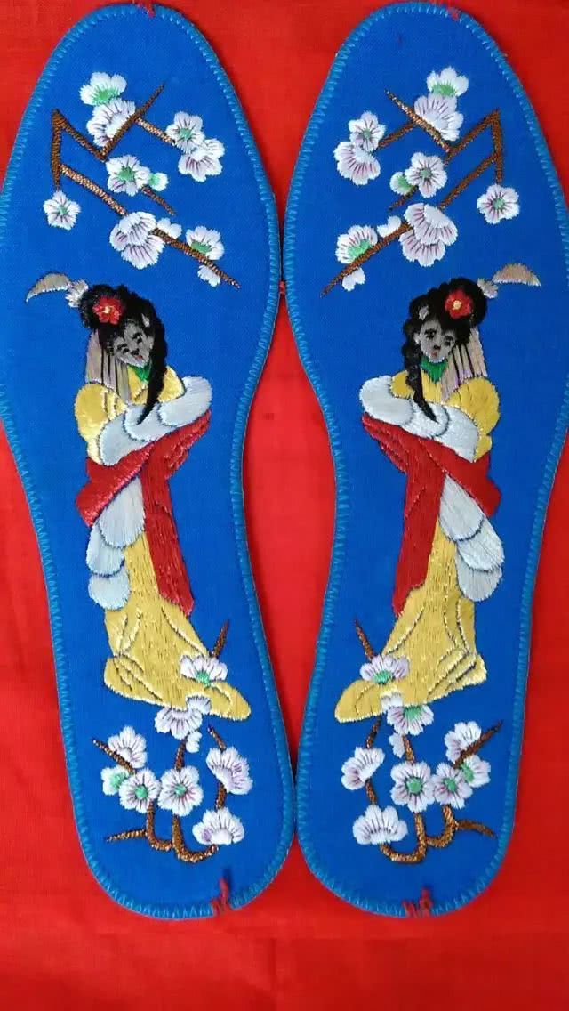 老式鞋垫60后的图案,46码刺绣鞋垫成品