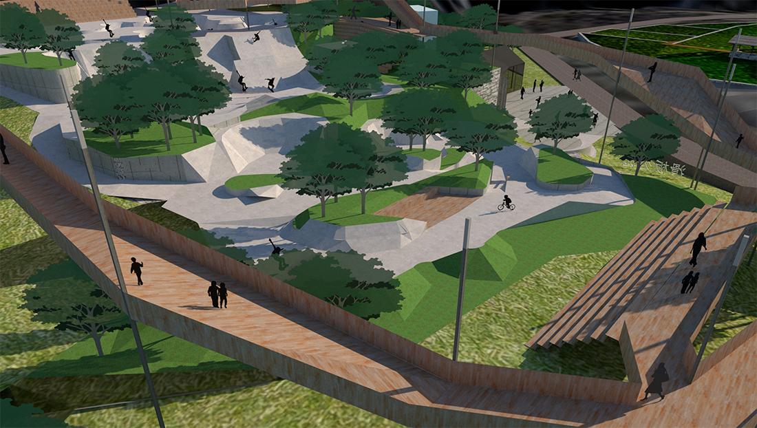 能滑滑板的公园,滑板主题公园设计