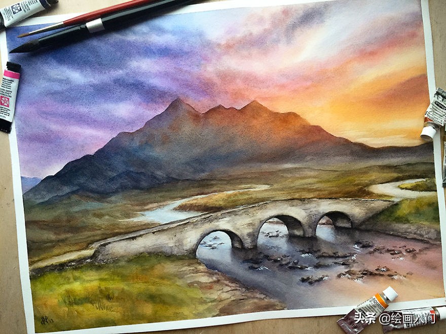 如何用画笔画出好看的图画,一幅优秀的水彩画创作过程欣赏