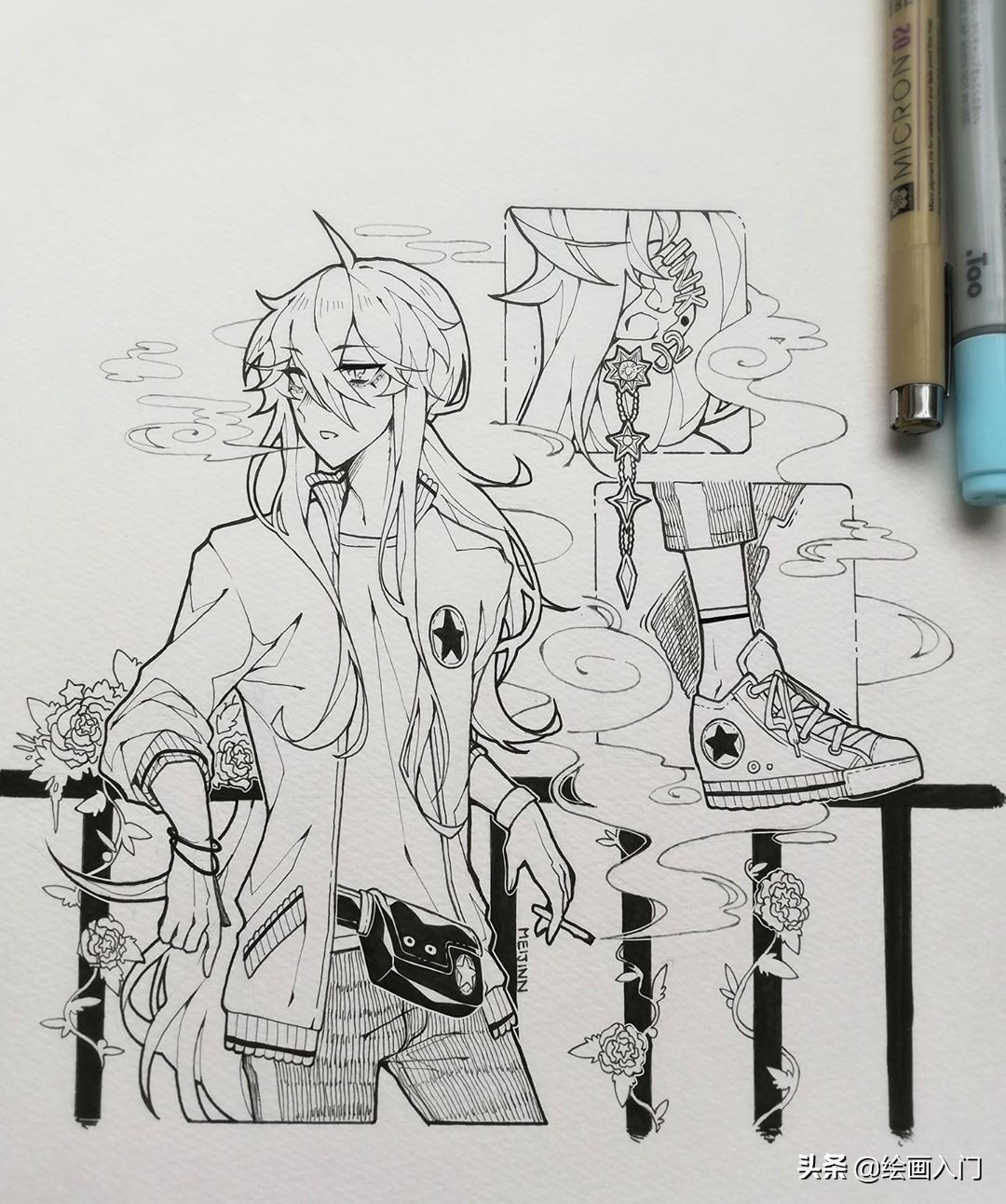 漫画人物手绘马克笔古装,漫画人物绘画作品马克笔