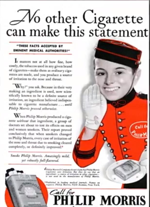 1950年的美国香烟广告,美国烟草广告和反烟草广告