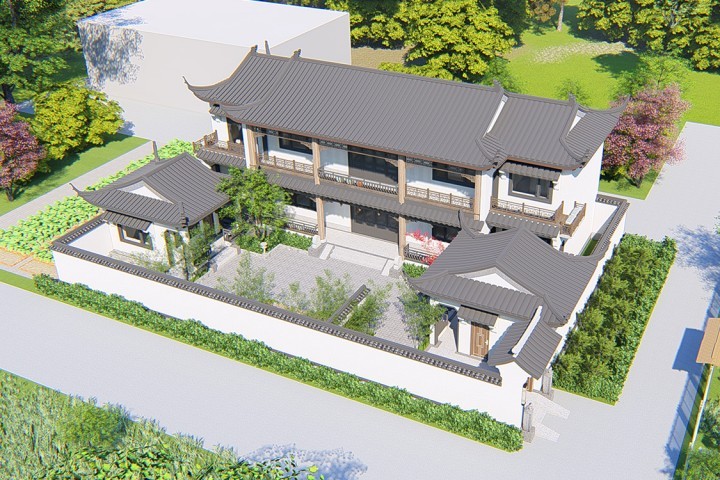 最牛中式四合院设计图及效果图,中式二层四合院永不过时