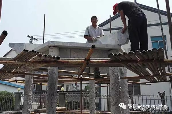 青石造亭镇宅造景;暨青石凉亭建造过程