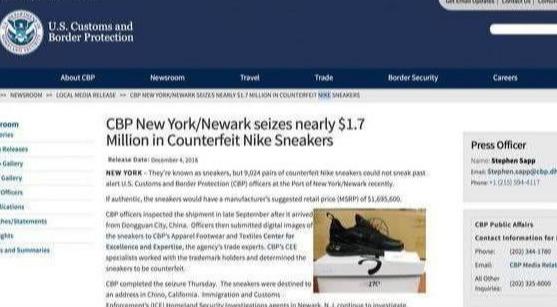 假鞋去国外真的会被查吗,美国查获的莆田鞋