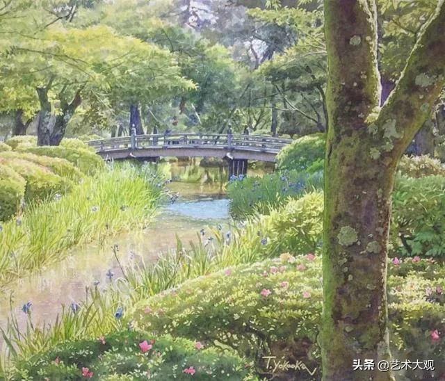 日本淡彩水彩画,日本富士山水彩画欣赏