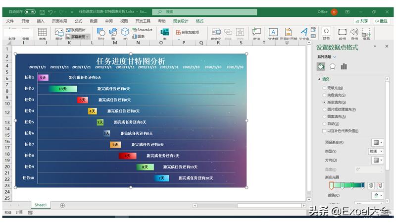 如何在excel中制作任务进度表,excel表格如何快速绘制工作流程图