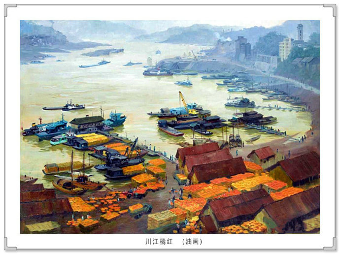 文化高级感十足的青绿山水画,古典山水写实油画作品