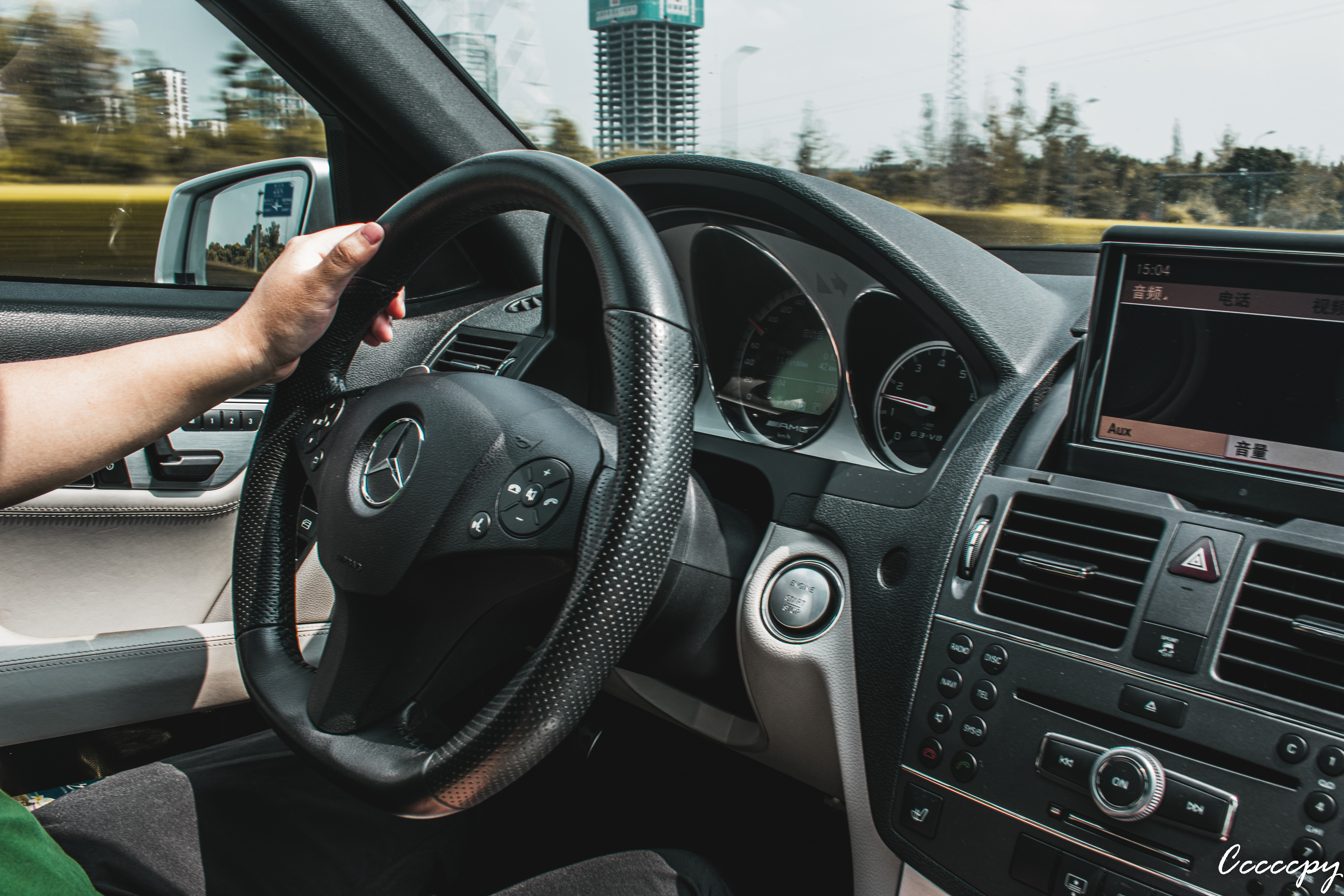 奔驰amgc63双门走街声浪,38号试驾奔驰c63amg