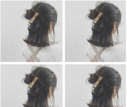 短发利落无刘海扎发,短发尴尬期半扎发