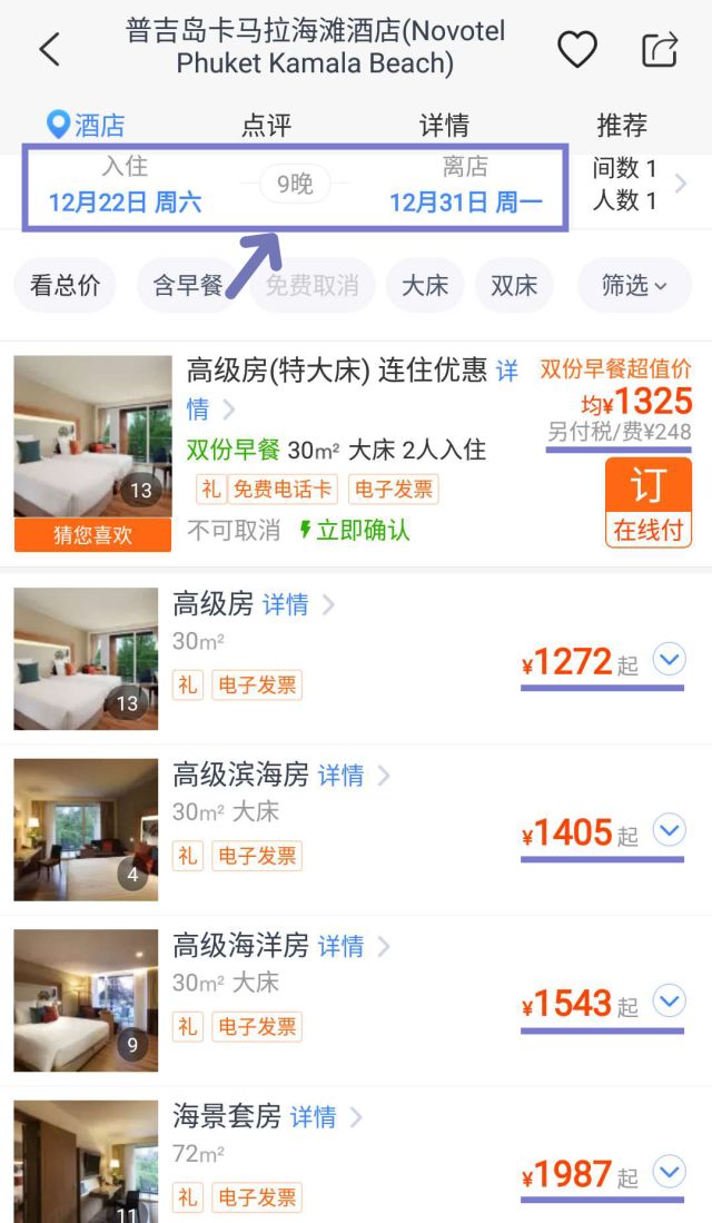 铂金海岸半山滨海度假村,卡马拉海湾全景