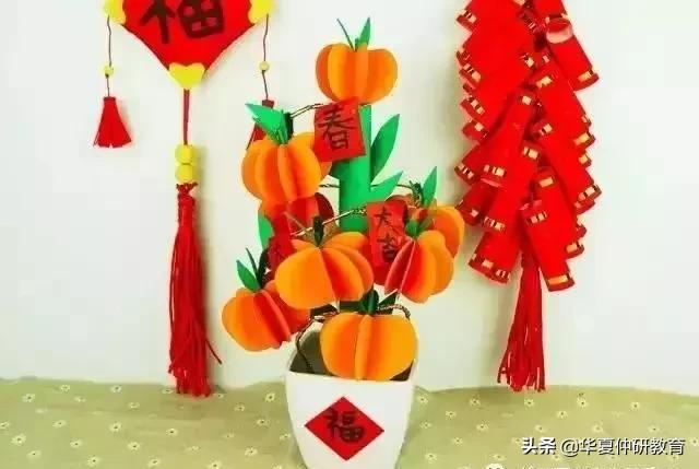 幼儿园元旦手工制作：鞭炮灯笼卡纸舞龙