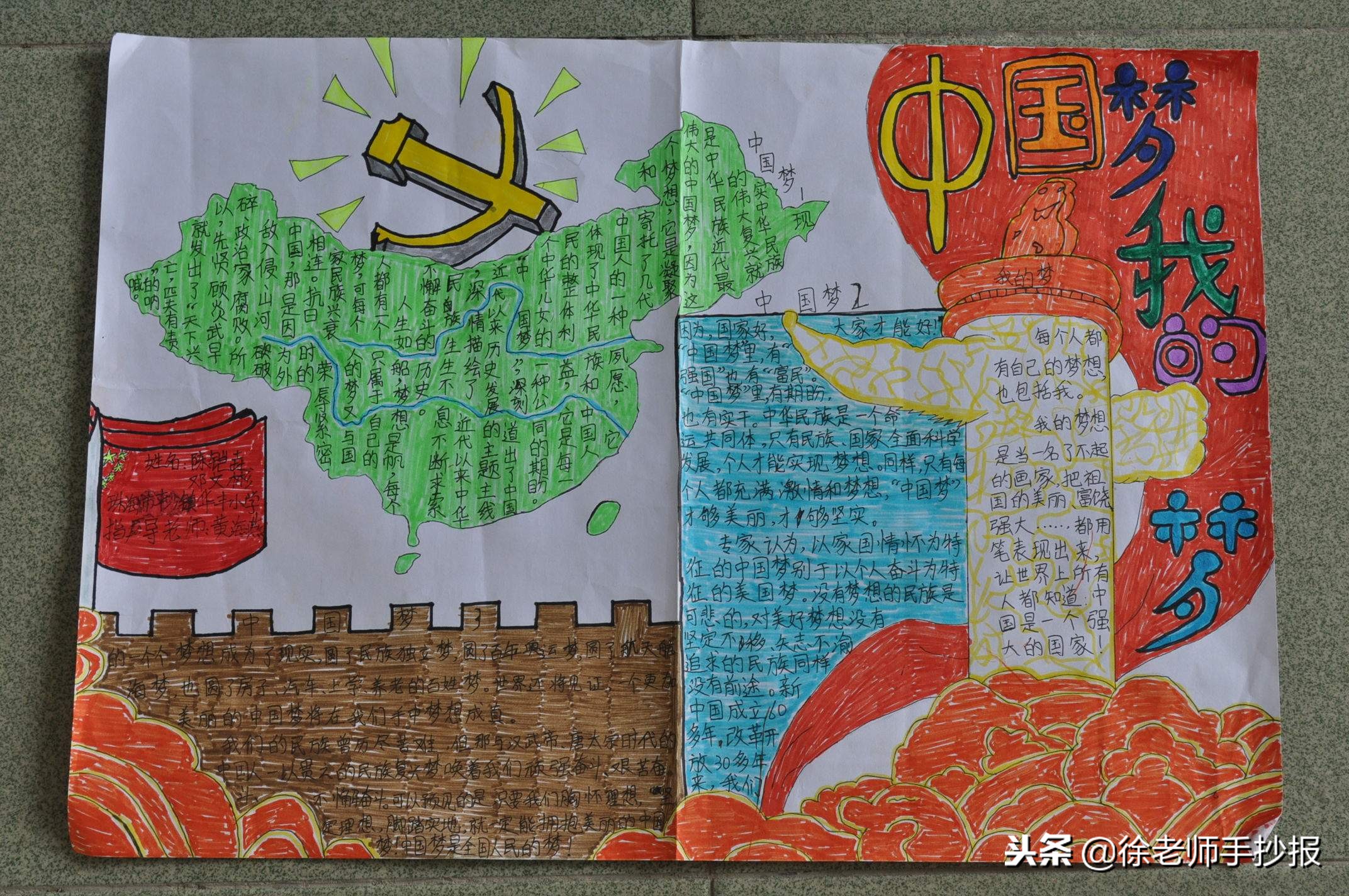 红领巾与中国梦手抄报绘画教程,红领巾相约我的中国梦手抄报