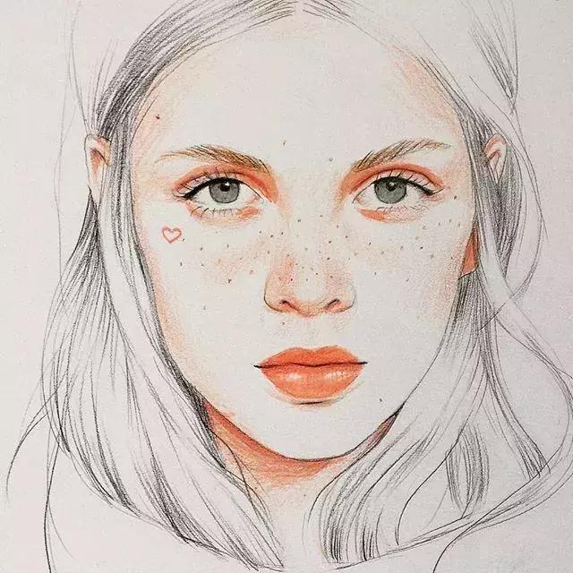 淡淡的彩铅插画，好迷人、性感