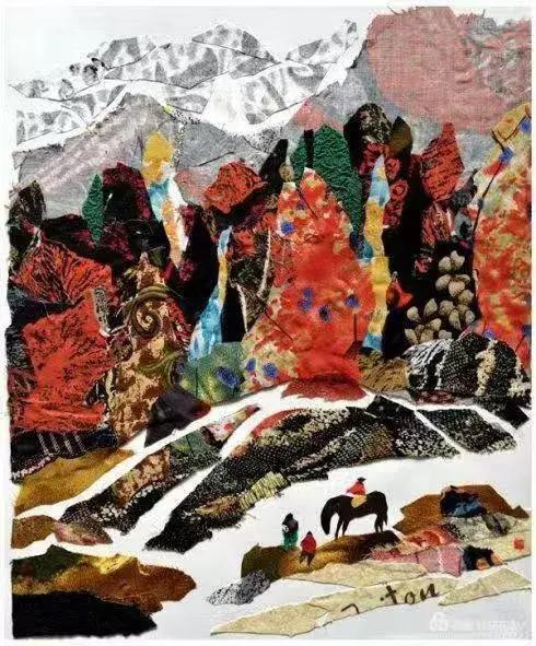 “西北奇葩”阳朵姥姥用报纸、碎布、树叶作画,惊艳!