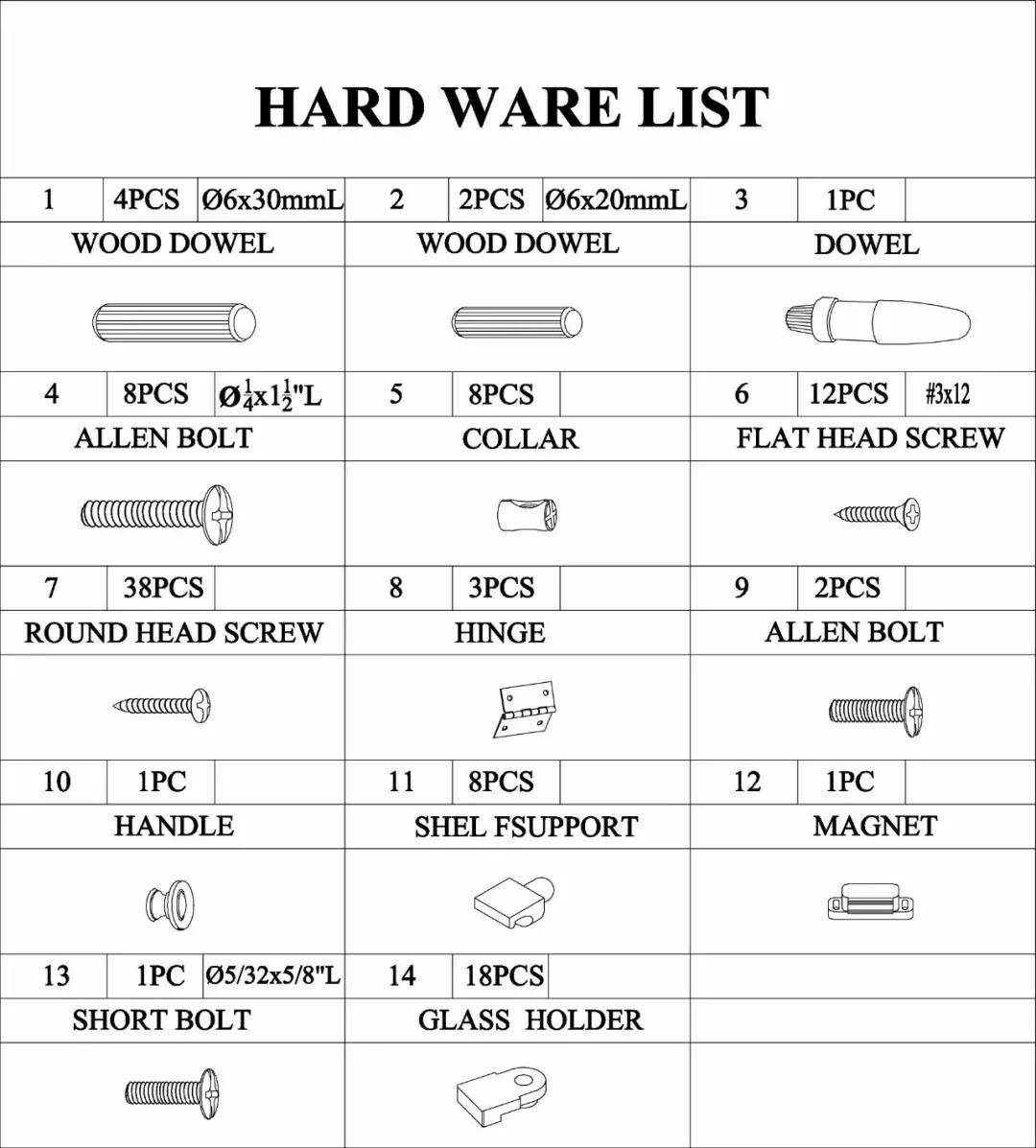 家具配件小五金结构图,定制家具五金配件有哪些