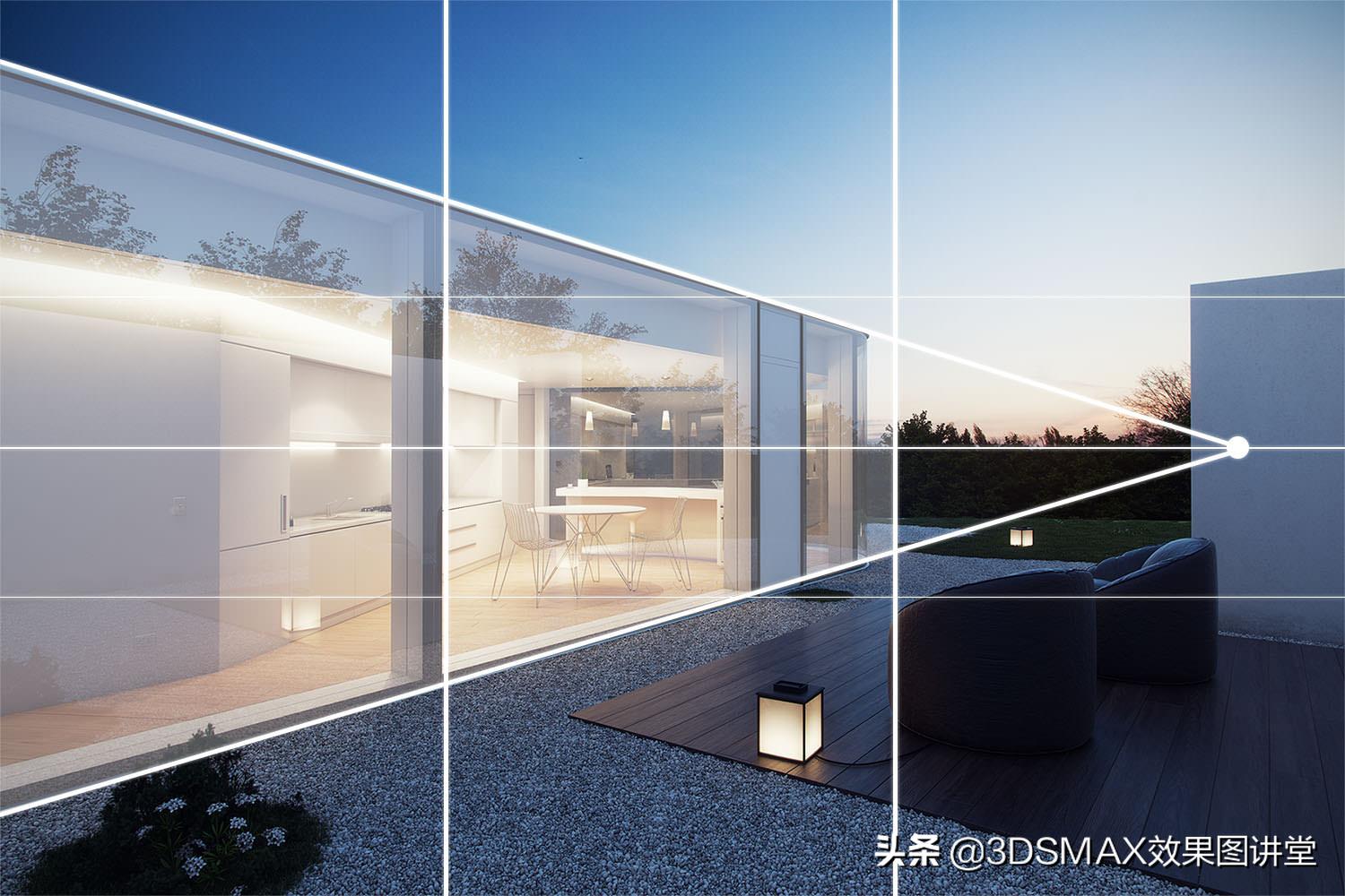 「室内效果图」3D效果图黄昏室内和室外的打光技巧