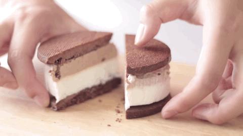 日本冰淇淋三明治,三明治冰淇淋巧克力马卡龙两人吃