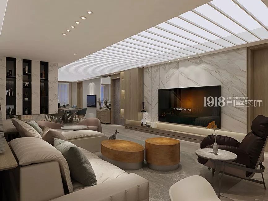 莫兰迪色北欧轻奢大平层,莫兰迪蓝色轻奢高级装修公寓