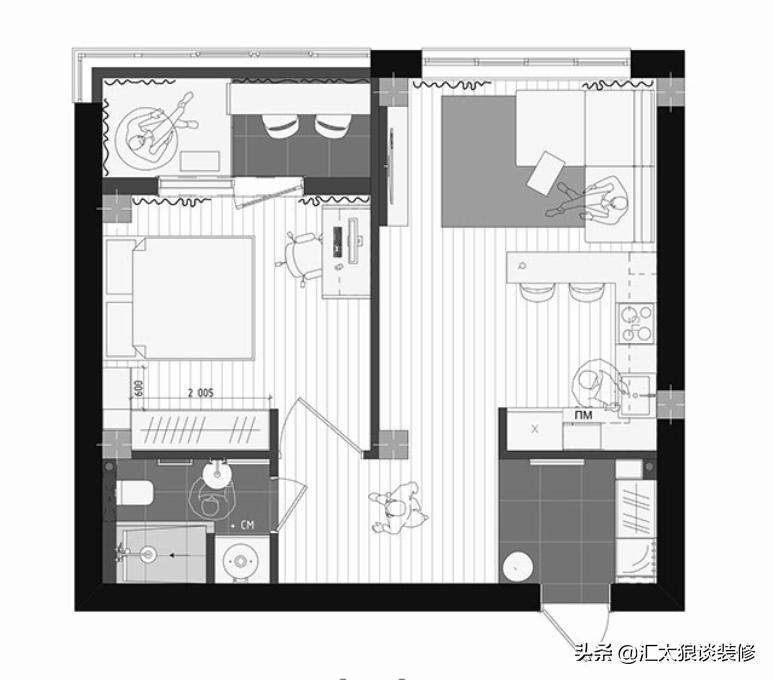 黑白灰的简约空间时尚不过时装修,75平黑白灰简约风
