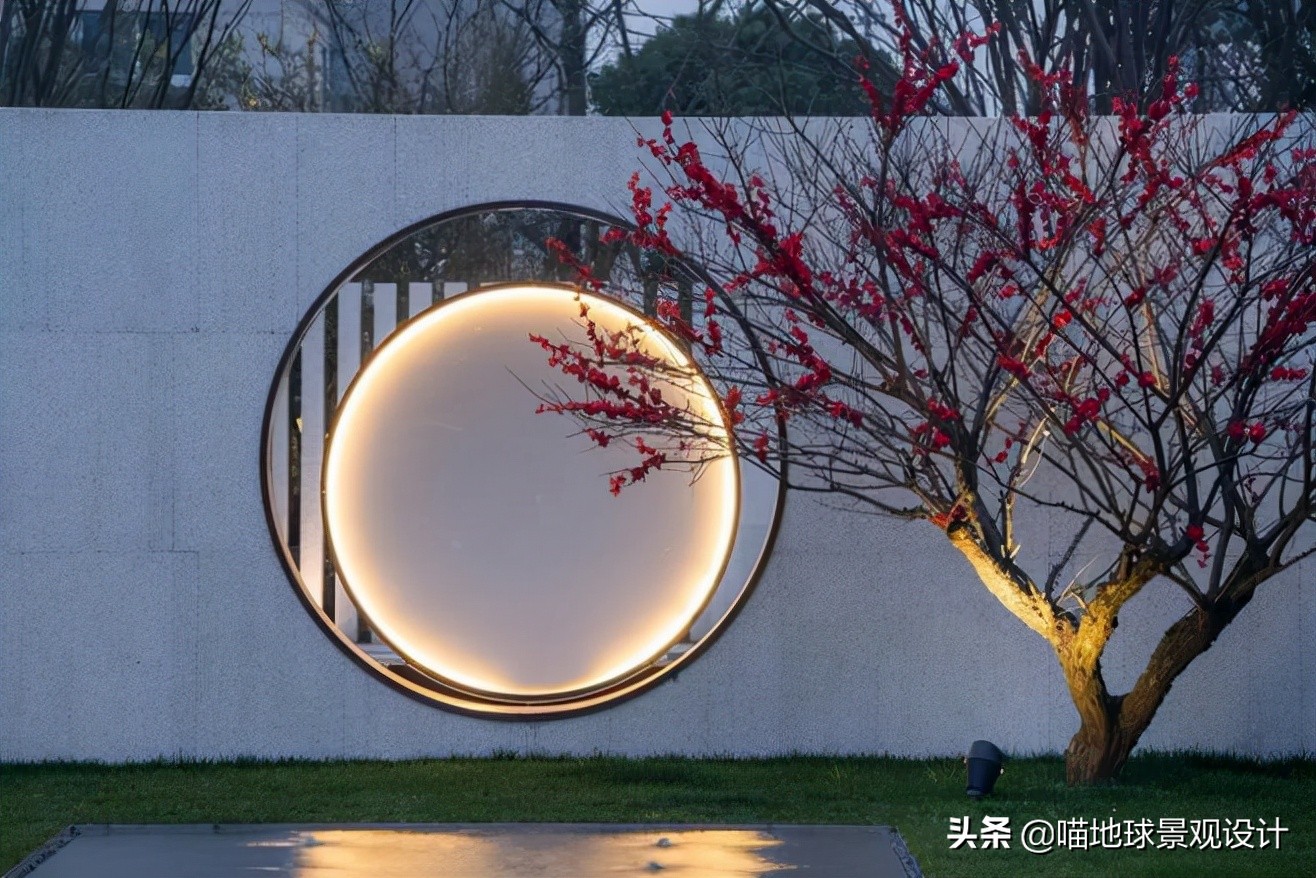 景墙圆形造型价格,简洁欧式庭院景观墙设计