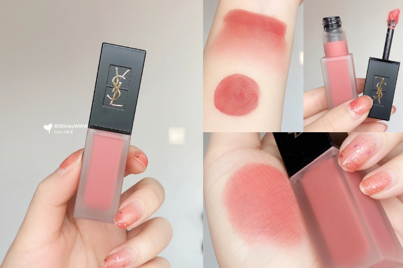 小红书ysl口红46号,ysl丝绒204试色蜜桃粉