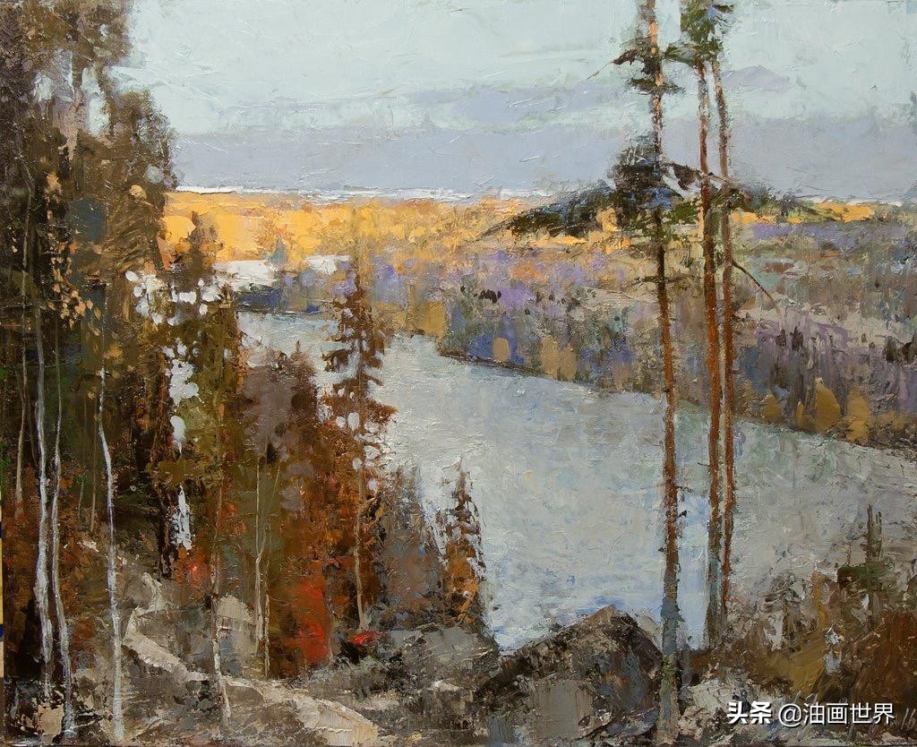 波澜壮阔雄壮唯美的风景油画,笔触风景画