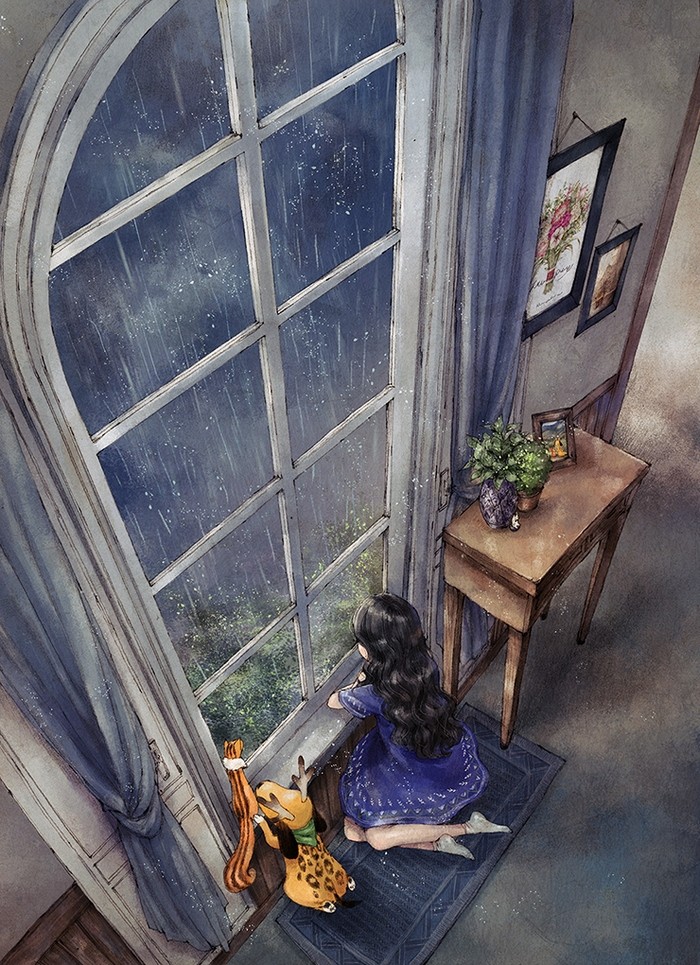 韩国插画师森林女孩日记图文,水彩插画森林女孩日记