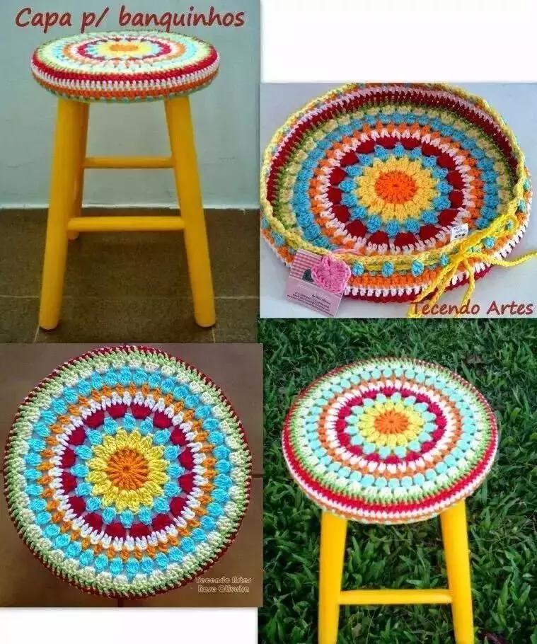 钩针汽车坐垫的编织教程,方形椅子坐垫钩针教程