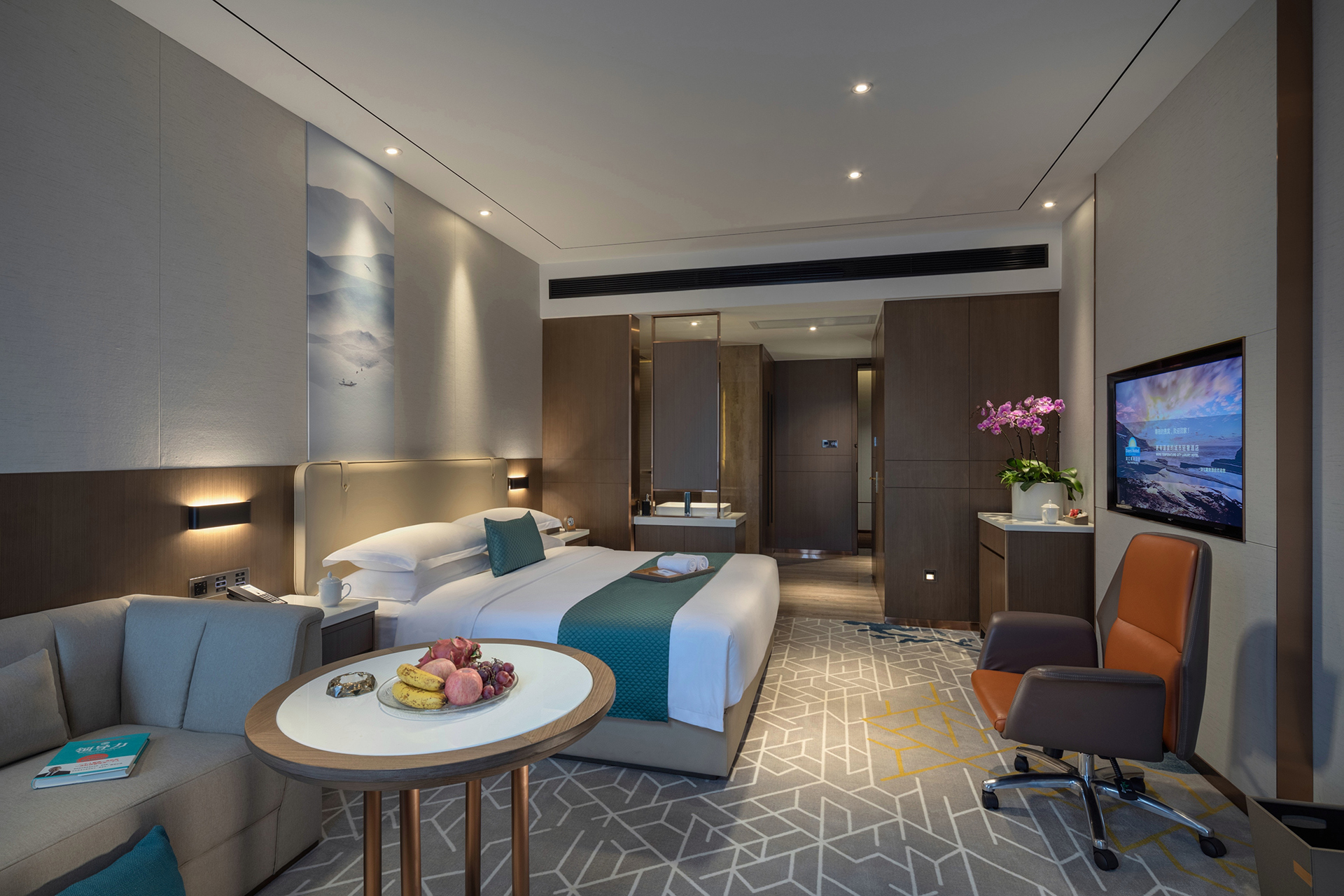 港式风格酒店设计,滨江区新中式风格装潢效果图