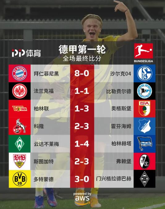 德甲今日综述:6场狂进24球哈兰德双响伊比舍维奇反绝杀